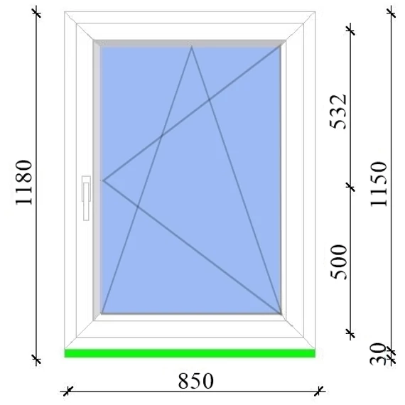 Műanyag ablak 90x120 Salamander 3 rétegű üveggel bukó nyíló jobbos fehér 5 kamrás