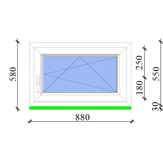 Műanyag ablak 90x60 Salamander 3 rétegű üveggel bukó nyíló jobbos fehér 5 kamrás