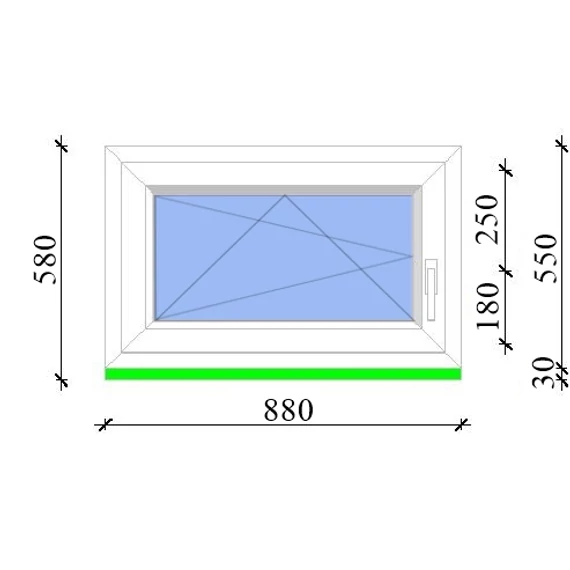 Műanyag ablak 90x60 Salamander 2 rétegű üveggel bukó nyíló balos fehér 5 kamrás