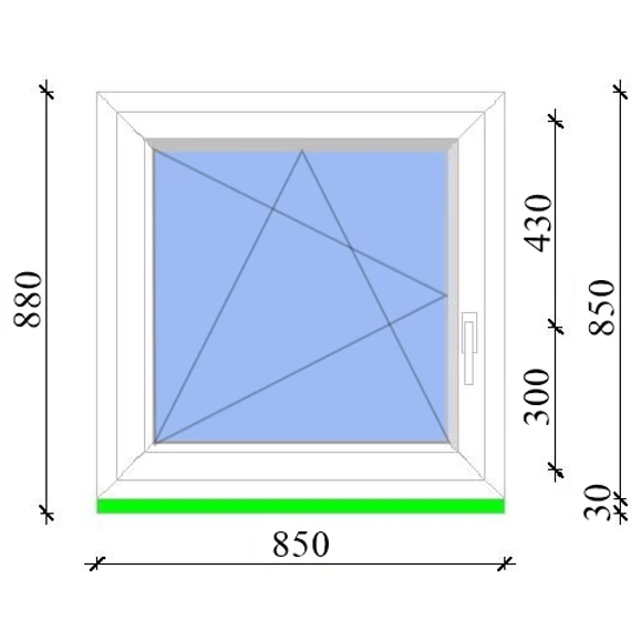 Műanyag ablak 90x90 Salamander 2 rétegű üveggel bukó nyíló balos fehér 5 kamrás