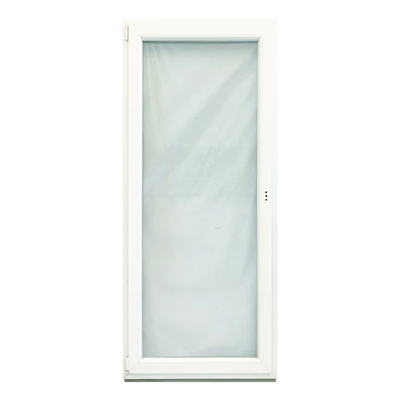 Exzellent 90x210 bukó-nyíló balos műanyag erkélyajtó fehér 6 légkamrás 2 rétegű üvegezéssel