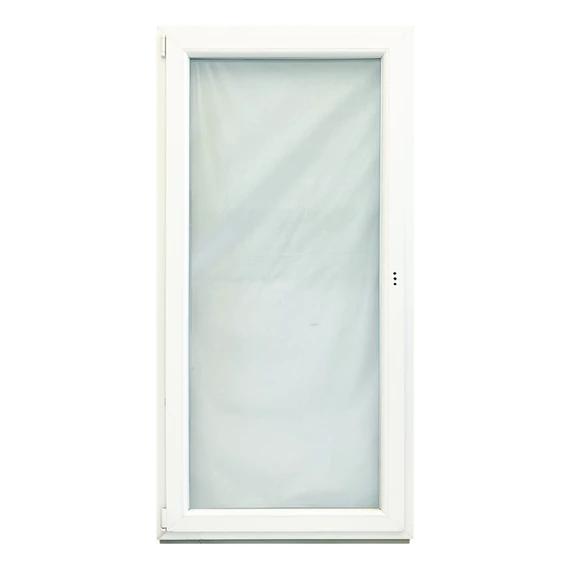 Exzellent 90x210 bukó-nyíló balos műanyag erkélyajtó fehér 6 légkamrás 3 rétegű üvegezéssel