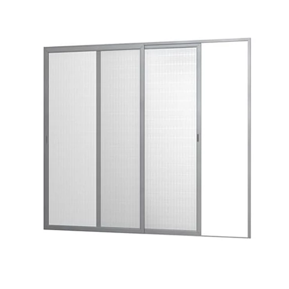 Toló szunyogháló ajtó 2 szárnyú, 150x240 redőnyös erkélyajtóhoz, fehér színű aluminium kerettel, szürke hálóval