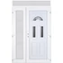 Műanyag bejárati ajtó 140x240 jobbos aszimmetrikusan nyíló Miami 3 üveges felülvilágítóval 5 kamrás fehér