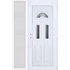 Műanyag bejárati ajtó 140x210 jobbos Miami 3 üveges 3 rétegű üveggel extra vastag hőszigetelt panellal oldalvilágítóval 5 kamrás fehér